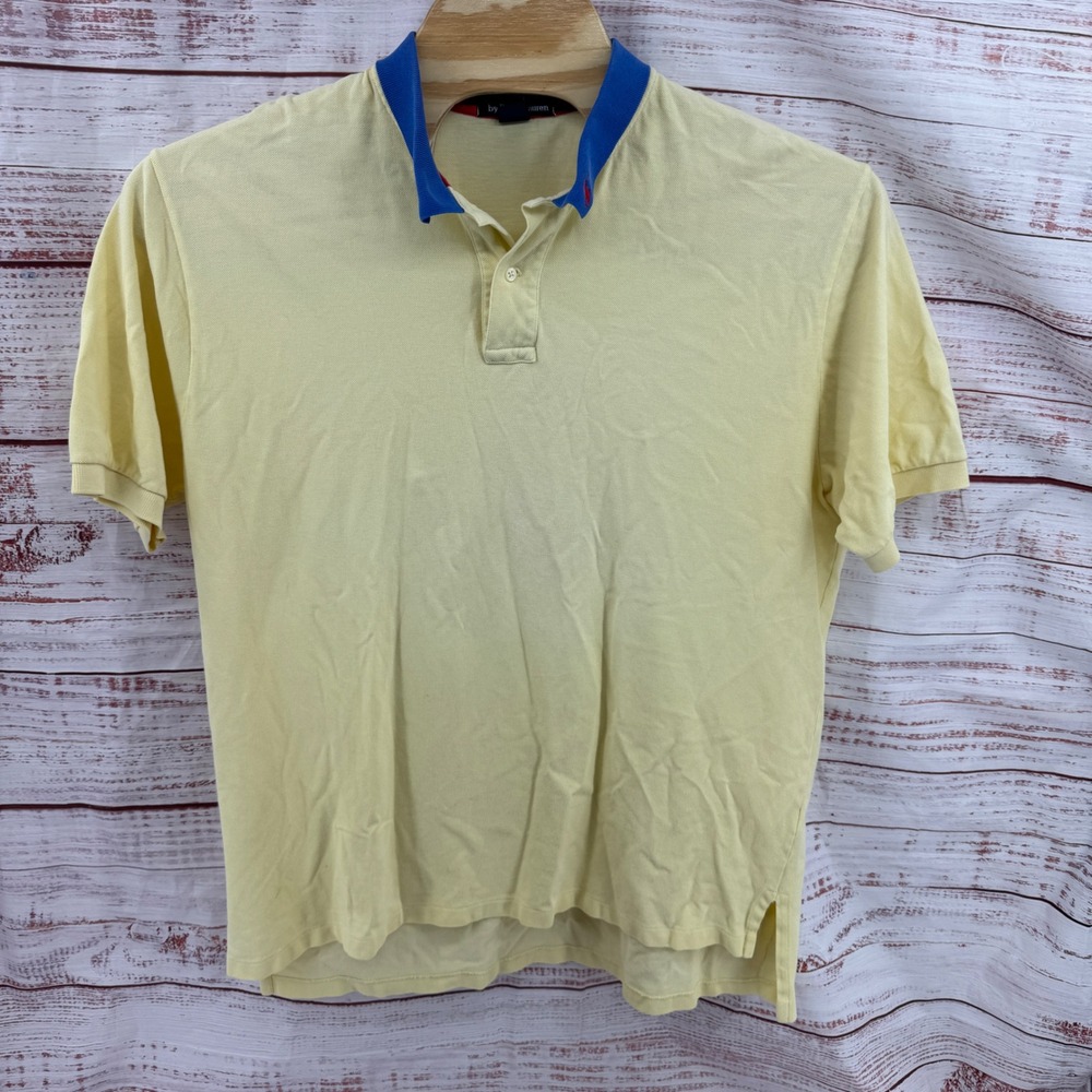 Polo Ralph Lauren Polo Shirt Mens 2XL Yellow Contrast Collar Pony Logo Casual